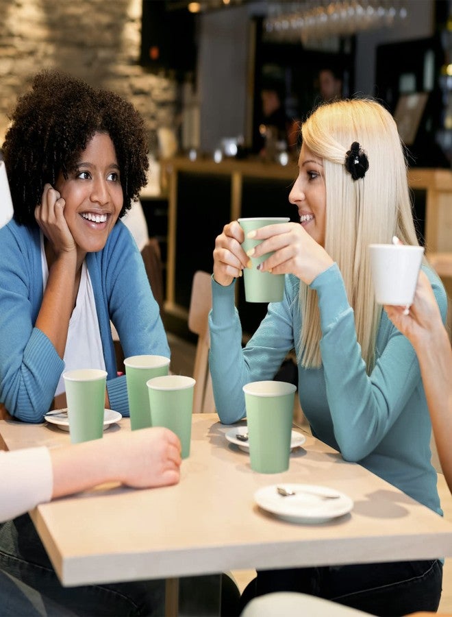 Funtery 100 Count Paper Cups Disposable Bridal Shower Cups for Wedding Holiday Picnic Party Coffee Beverage Tea(9 Oz,sage Green) - Image 5